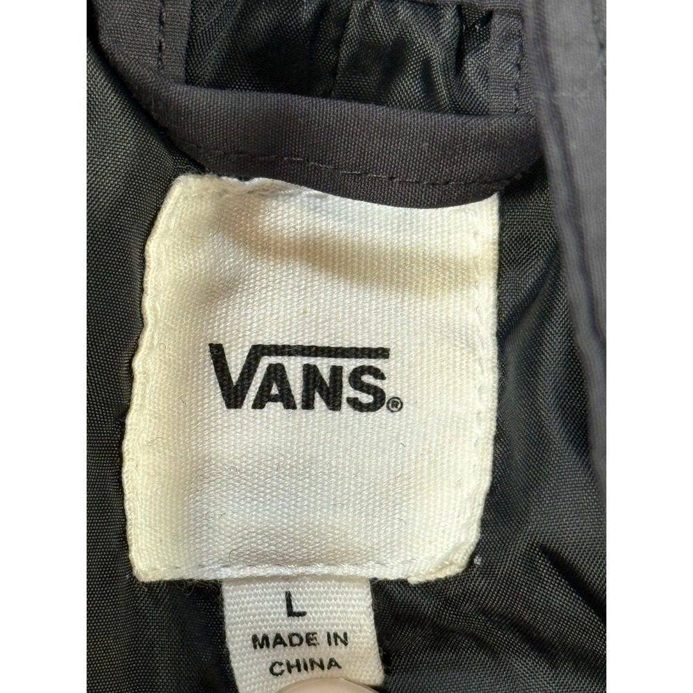 Vans Mens Black Nylon Snap Front Coach‎ Jacket Size L Lightweight Casual - Picture 7 of 8